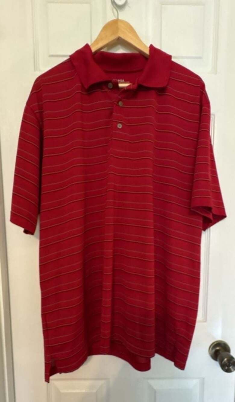 PGA Tour Men's Red Striped Short Sleeve Golf Polo Shirt Size XXL